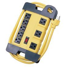 Wiring Device-Kellems SpikeShield® HBL8PS350YL Non Metallic Surge Protected Power Outlet Strip, 125 VAC, 15 A, 60 Hz, 8 Outlet, 6 ft L Cord, Yellow, Portable Mount