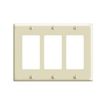 Decora® 80411-I Standard Size Wallplate, 3 Gangs, 4.5 in H x 6.37 in W, Thermoset, Ivory