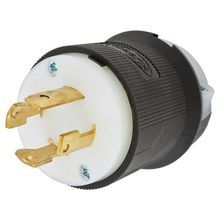 Wiring Device-Kellems Twist-Lock® Insulgrip® HBL2731 Grounding Locking Plug, 480 VAC, 30 A, 3 Pole, 4 Wires, Black/White