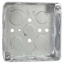 Steel City® 52151-3/4 Outlet Box, Steel, 21 cu-in Capacity, 1 Outlet, 4 Knockouts, 4 in H x 4 in W x 1-1/2 in D Dimensions