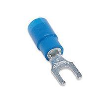 ABB Sta-Kon® 14RB-6FLX Expanded Locking Fork Terminal, 18 to 14 AWG Conductor, 0.97 in L, Brazed Seam/Serrated Barrel, Copper, Blue