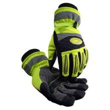 Caiman® 2991-5 2991 Cold Protection Gloves, Cut and Sewn Style, Synthetic Leather Palm, Hi-Vis Yellow, Slip-On Cuff, Heatrac® Lining