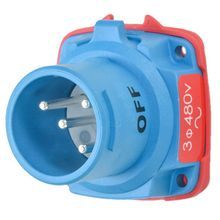 MELTRIC DECONTACTOR™ 63-18043-BUD DSN20 Switch Rated Male Inlet, 255/277/440/480 VAC, 20 A, 3 Pole, 4 Wires, Blue