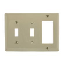 Wiring Device-Kellems NPJ226I Mid-Size Combination Wallplate, 3 Gangs, 4.88 in H x 6.75 in W x 0.25 in D, Nylon, Ivory