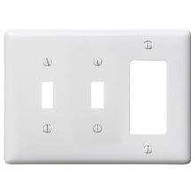 PREMISE WIRING NPJ226W Medium Size Combination Wallplate, 3 Gangs, White, 4.88 in L x 6.75 in W, Nylon