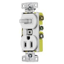 Wiring Device-Kellems tradeSELECT® RC108W Self-Grounding Combination Switch, 15 A at 120 VAC Electrical Rating, 2 Pole