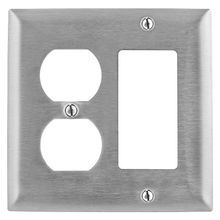 Bryant Electric SS826 Standard Combination Wallplate, 2 Gangs, 4.5 in H x 4.6 in W, 302/304 Stainless Steel