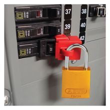 Brady® EZ Paneloc™ 65397 Clamp-On Circuit Breaker Lockout, For Use With: Circuit Breaker, 1 Padlock Maximum, 0.281 in Padlock Shackle Maximum Diameter, LOTO-2 Polypropylene, Red