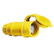 Wiring Device-Kellems Elastogrip® HBL15W47 Female Grounding Insulated Watertight Straight Blade Connector, 125 VAC, 15 A, 2 Pole, 3 Wires, Yellow