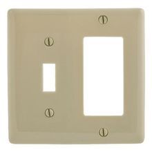 Wiring Device-Kellems NP126I Standard Combination Wallplate, 2 Gangs, Ivory, 4.63 in H x 4.68 in W, Nylon