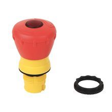 Rockwell 800FP-LMT44PN5RX02S 800F PB, 22mm Twist To Release E Stop, 40 mm Twist to Release Lit, 2 N.C., 2 N.C., Self Monitoring, Red LED, Red, Integrated LED Module, Plastic, 120VAC/DC, 120VAC, Screw Contact Block, Plastic Latch Mount, No Screw