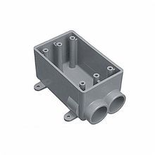 Carlon® E982EFN Type FSS Non-Metallic Rigid Shallow Device Box, PVC, 18 cu-in Capacity, 1 Gang, 2 Outlets, 2 Knockouts, 4.54 in L x 2.8 in W x 2.42 in D Dimensions
