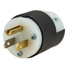 Wiring Device-Kellems Insulgrip® HBL5266C Grounding Male Standard Straight Blade Plug, 125 VAC, 15 A, 2 Poles, 3 Wires, Black/White