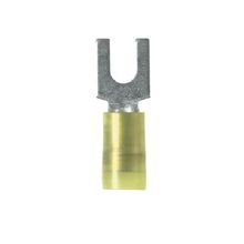 Panduit® Pan-Term® PN10-8F-L PN-F Insulated Fork Terminal, 12 to 10 AWG Conductor, 1.03 in L, Sleeved Barrel, Copper, Yellow