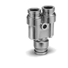 SMC® KQG2U08-00 One-Touch Y-Union Wye, Tube x Tube, 8 mm, 316 Stainless Steel, Import Domestic/Import