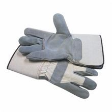 PIP® 81-8863-XL Gold A-Grade Men's Work Gloves, Gunn Cut/Wing Thumb Style, XL, Split Cowhide Leather Palm, Split Cowhide Leather, Gray/White, Rubberized Safety Cuff, Uncoated Coating, Resists: Water, Cotton Lining