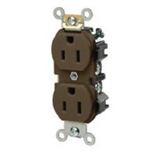 Leviton® 5242 Duplex Straight Blade Receptacle, 125 VAC, 15 A, 2 Pole, 3 Wires, Brown