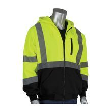 PIP® 323-1370B-LY/4X Sweatshirt With Black Bottom, Unisex, 4XL, Lime Yellow, Polyester Fleece, 33.1 in L