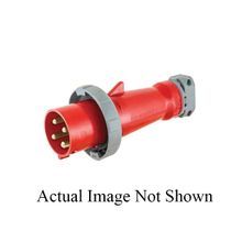 Wiring Device-Kellems HBL560P6W 3-Phase Dual Certified Watertight Pin and Sleeve Plug, 220/380 to 240/415 VAC, 60/63 A, 4 Pole, 5 Wires, Red