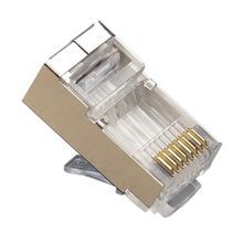 Platinum Tools® 106180 High Performance Internal Ground Shielded Standard Modular Connector, RJ45 Connector, 24 AWG Cable, Solid Copper Cable, Category: Cat 5e, 8 Contacts