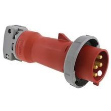 Wiring Device-Kellems HBL430P7W/GRIP Male Plug, 480 V, 30 A, 3 Poles, 4 Wires, Red