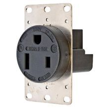 Wiring Device-Kellems HBL9367 Grounding Heavy Duty Single Straight Blade Receptacle, 250 VAC, 50 A, 2 Pole, 3 Wires, Black