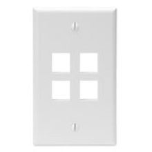 QuickPort® 41080-4WP Standard Size Wallplate, 1 Gang, 4-1/2 in H x 2-3/4 in W, Plastic, White