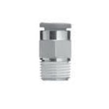 SMC® KQ2H07-01AS Male Connector With Sealant, Connector, 1/4 in x R1/8, Tube x BSPT End Style, Brass, Import Domestic/Import