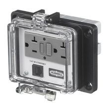 Wiring Device-Kellems Panel-Safe® PR4X205E Power and Data Access Port With In-Cabinet Receptacle and Cat 5e Ethernet Access, Threaded Mounting, Plug-In Configuration