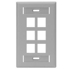 QuickPort® 42080-6GS Wallplate With ID Window, 1 Gang, 4-1/2 in L x 2-3/4 in W, Flush Mount, Plastic
