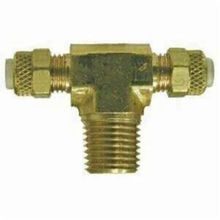 Midland Industries 20324 Branch Tee, Tee, 1/2 x 1/2 x 3/8 in, Poly-Flo® Flareless x Poly-Flo® Flareless x Male NPTF End Style, CA360 Brass