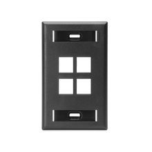 QuickPort® 42080-4ES Wallplate With ID Window, 1 Gang, 4-1/2 in L x 2-3/4 in W, Flush Mount, Plastic
