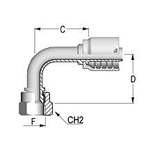 Alfagomma® B-0606-FJ9S Short Drop Swivel Hydraulic Hose Fitting, 3/8 in Hose, 3/8 in Connection, Female JIC End Style