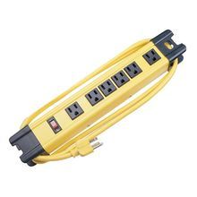 Wiring Device-Kellems SpikeShield® HBL6PS350YL Non Metallic Surge Protected Power Outlet Strip, 125 VAC, 15 A, 60 Hz, 6 Outlet, 6 ft L Cord, Yellow, Portable Mount