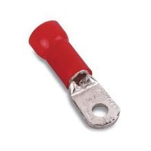 ABB Sta-Kon® RD8-38 Insulated Large Ring Terminal, 8 AWG Conductor, 1.63 in L, Brazed/Funneled/Overlapped Seam/Serrated Barrel, Copper, Red