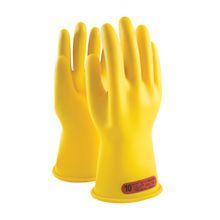 Novax® 170-0-11/10 Insulating Electrical Safety Gloves, SZ 10, Natural Rubber, Yellow, 11 in L, ASTM Class: Class 0, 1000 VAC/1500 VDC Max Use Voltage