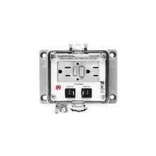 GracePort P-R2#2-K3RF3 PANEL INTERFACE CONNECTOR WITH QTY 2 RJ45, PANEL MOUNT HOUSING, UL TYPE 4, GFCI DUPLEX INSIDE-OUTLET, 3 AMP CB