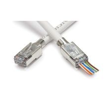 Platinum Tools® ezEX-RJ45® 100022C External Ground Shielded Copper Connector, RJ45 Connector, 24 to 23 AWG Cable, Solid/Stranded Copper Cable, Category: Cat 5e/6