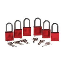 Brady® ABUS® 51370 Lockout Padlock, Different Key, Red, Aluminum Body, 1/4 in Shackle Diameter, 1-1/2 in Shackle Height, 0.8 in Shackle Width, Aluminum Shackle