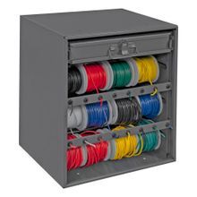 DURHAM MFG® 297B-95 Wire & Terminal Storage Cabinet, 6 Rods, 20 Compartments, 16 Rubberized Grommets, Gray, Steel