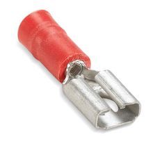Sta-Kon® 18RA-250F 250 Female Disconnect, 22 to 18 AWG Conductor, 0.25 in W x 0.032 in THK Tab, Brazed Seam Barrel, Brass, Red, Insulated: Insulated