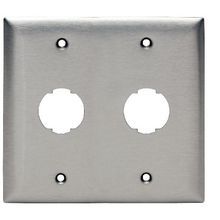 PREMISE WIRING iSTATION™ Hi-Impact™ HISF22 Horizontal/Vertical Faceplate, 2 Gangs, 2 Ports, Threaded Mounting, 302/304 Stainless Steel