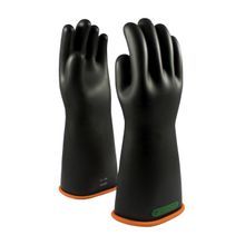 Novax® 155-3-16/9 Insulating Electrical Safety Gloves, SZ 9, Natural Rubber, Black with Orange Liner, 16 in L, ASTM Class: Class 3, 26500 VAC/39750 VDC Max Use Voltage