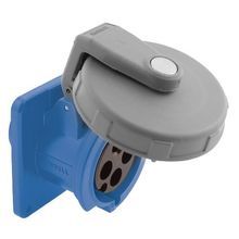 Wiring Device-Kellems HBL® HBL420R9W Grounding Single Flanged Standard Pin and Sleeve Receptacle, 250 VAC, 20 A, 3 Poles, 4 Wires, Blue