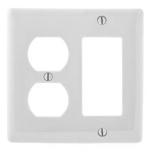 PREMISE WIRING NP826W Standard Combination Wallplate, 2 Gangs, White, 4.63 in H x 4.68 in W, Nylon