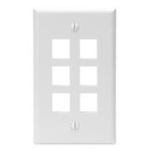 QuickPort® 41080-6WP Standard Size Wallplate, 1 Gang, 4-1/2 in H x 2-3/4 in W, Plastic, White