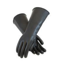 Assurance® 47-L442/L Heavy Duty Chemical Resistant Gloves, L, Ambidextrous Hand, Natural Rubber Latex, Black, Unlined Lining, 17 in L, Resists: Abrasion, Cut, Puncture and Tear, Unsupported Support, Roll Beaded Cuff, 44 mil THK