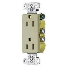 Wiring Device-Kellems tradeSELECT® RRD15I Decorator Duplex Grounding Standard Straight Blade Receptacle, 125 VAC, 15 A, 2 Pole, 3 Wires, Ivory