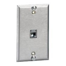 PREMISE WIRING iSTATION™ SPUF 6-Position Standard Phone Wallplate With USOC Standard Flush Keystone Jack, 1 Gang, 4-1/2 in L x 2-3/4 in W, Composite/Stainless Steel, Wall Mount
