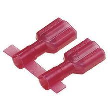 Panduit® Reel Smart™ DNF18-250FIB-3K DNF-FIB Vibration-Resistant Female Disconnect, 22 to 18 AWG Conductor, 0.25 in W x 0.032 in THK Tab, Butted Seam Barrel, Brass, Red, Insulated: Fully Insulated